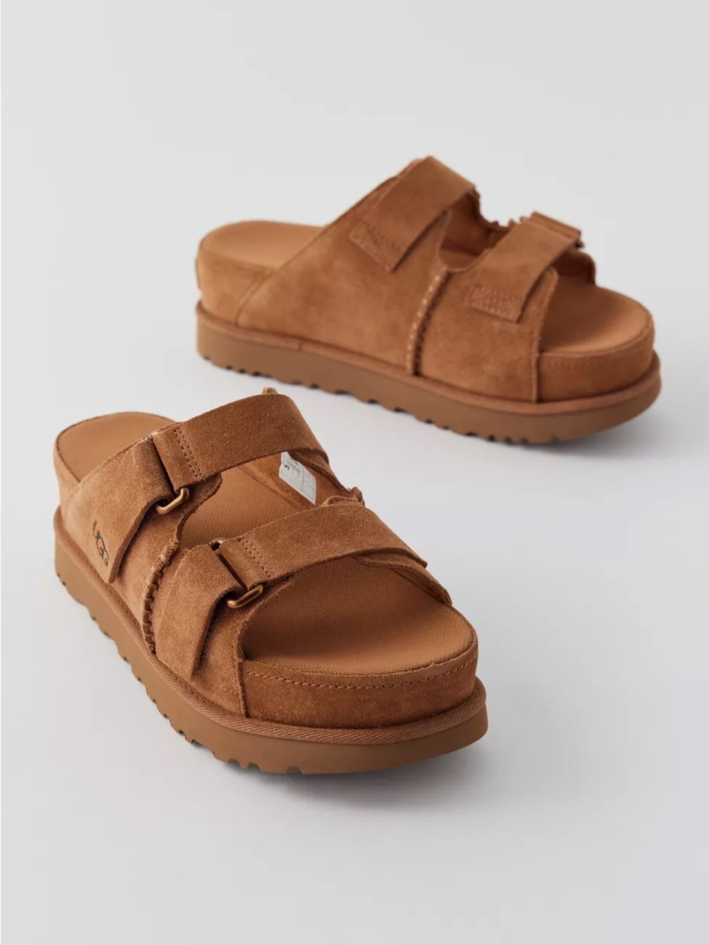 UGG Women's Suede Platform Sandals in Chestnut, size8 NEW